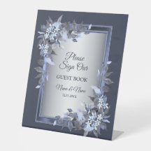 Bröllopsfest Navy Blue Blommigt Silver Grått Elega