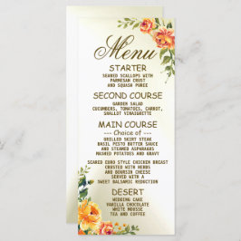 Bröllopsfest Orange Gult Red Blommigt Greenery Meny