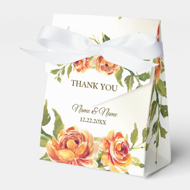 Bröllopsfest Orange Gult Red Blommigt Greenery Presentaskar (Framsidan Sidan)