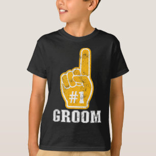 Bröllopsfest orange skumfinger brudgum 1 t shirt