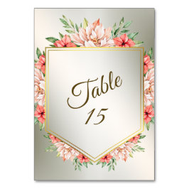 Bröllopsfest Peach Orange Blommigt Golden Rustic Bordsnummer