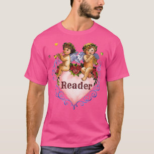 Bröllopsfest presentläsare änglar cherubs hjärtblu t shirt