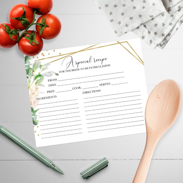 Bröllopsfest Recept med Grönska Geometri Guld Foli (Skapare uppladdad)