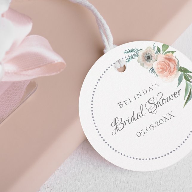 Bröllopsfest rosa blommor tack gåvor etiketter (Skapare uppladdad)