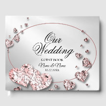 Bröllopsfest Rosa Peach Shiny Hearts Geometric