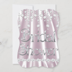 Bröllopsfest Rosa Siden Diamant Kristall Silver Inbjudningar