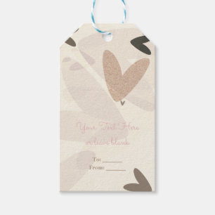 Bröllopsfest Rosa & Taupe Hjärtan Chic Favor Presentetikett