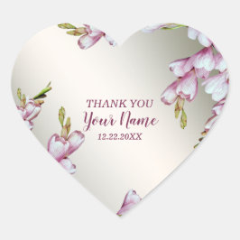 Bröllopsfest Rosa White Flowers Rustic Elegant Hjärtformat Klistermärke