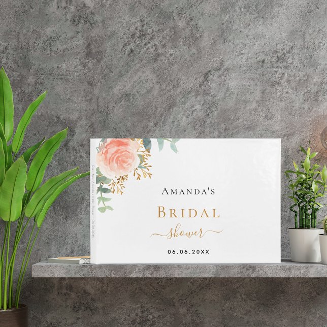 Bröllopsfest roséguld rosa blommor namn gästböcker (Skapare uppladdad)