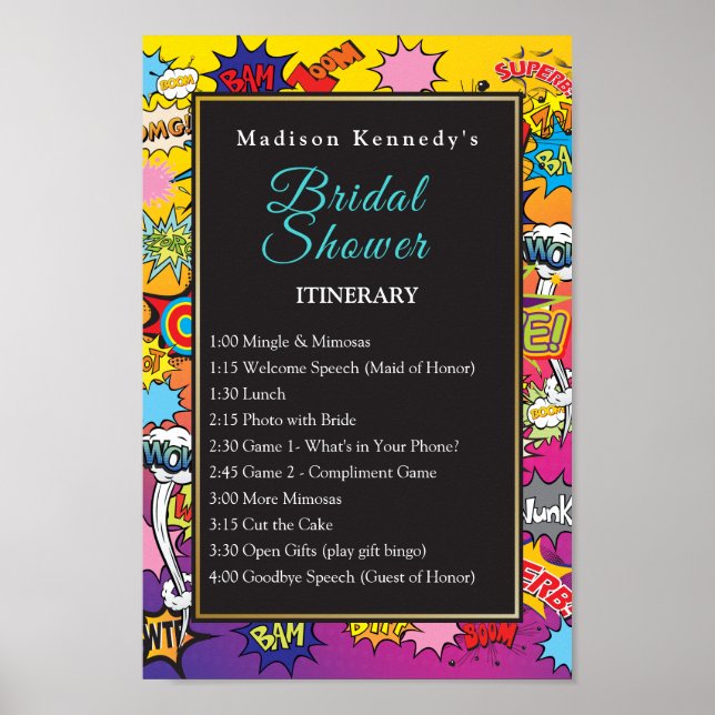 Bröllopsfest Serietidning Pop Art 💥🎉  Pratbubblo Poster (Framsidan)