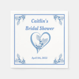 Bröllopsfest servett - Blått vattenfärg hjärta tem