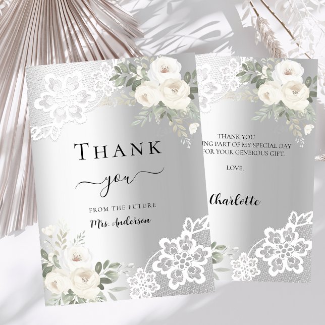 Bröllopsfest silver blommig spets tackkort inbjudningar (Skapare uppladdad)