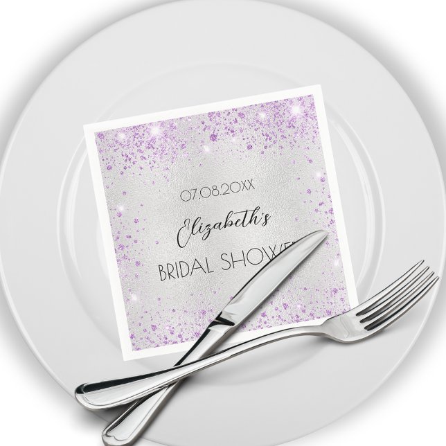 Bröllopsfest silver lavendelgnistrande pappersservett (Skapare uppladdad)