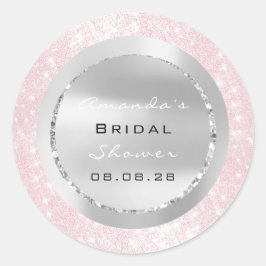Bröllopsfest Söt 16-årsdag Rosa Glitter Grå Runt Klistermärke