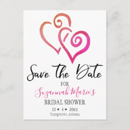 Bröllopsfest Spara Datum Orange Rosa Hjärtan Meddelande Vykort