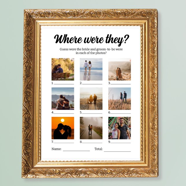 Bröllopsfest spel där de foto Guating var Poster (Wedding Party Game Where Were They Photo Guessing Poster)