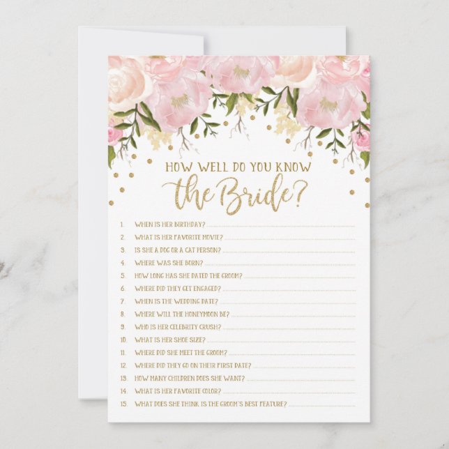 Bröllopsfest spel Hur väl känner du bruden (Framsida)
