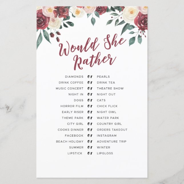 Bröllopsfest spel Vad finns i din handväska Röd (Framsida)