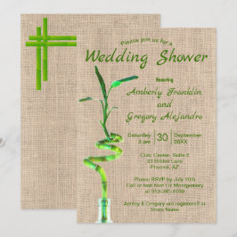 Bröllopsfest Spiralformad Lycklig Bambu Rustik Jut Inbjudningar