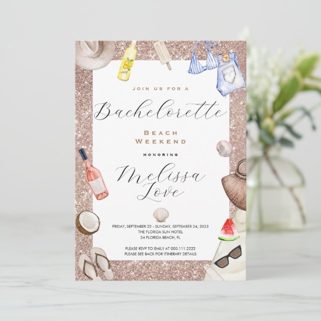 Bröllopsfest strand Weekend Itinerary Inbjudan (Stående Fram)