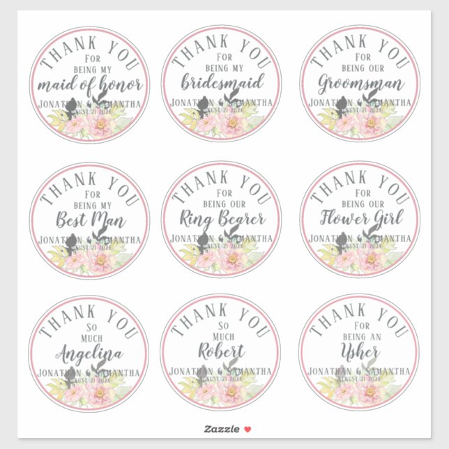 Bröllopsfest Tack Blomfri Ro Flower Klistermärken (Ark)