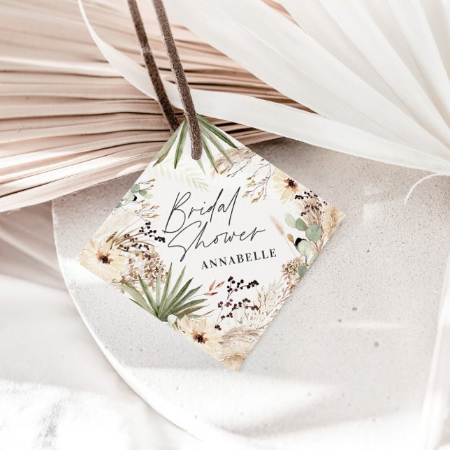 Bröllopsfest tack modern pampasgräs bladverk gåvor etiketter (Skapare uppladdad)