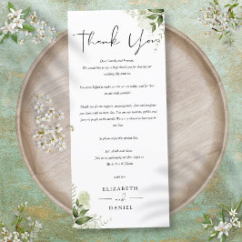 Bröllopsfest tack Plats Kort med grönska