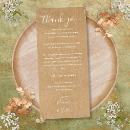 Bröllopsfest Tacksamt Rustikt Placeringskort Meny