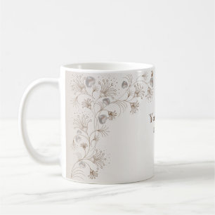 Bröllopsfest Tan Blommig Hjärtformad Beige Elegant Kaffemugg