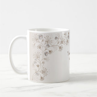 Bröllopsfest Tan Blommig Hjärtformad Beige Elegant Kaffemugg