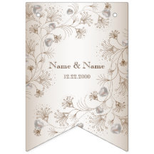 Bröllopsfest Tan Blommigt Heart Beige Elegant