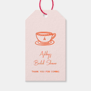 Bröllopsfest Tea Tema Whimsical Doodle Presentetikett