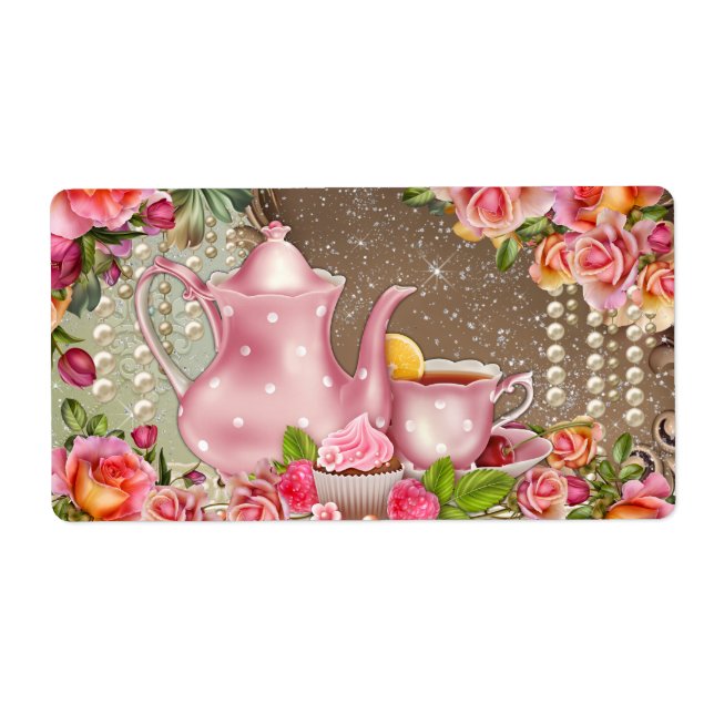 Bröllopsfest Teaservis Vattenflasksetiketter Fraktsedel (Framsidan)