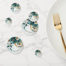 Bröllopsfest Turkos Vita Blommor Gyllene Löv