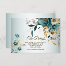 Bröllopsfest Turkos White Flower Golden Löv