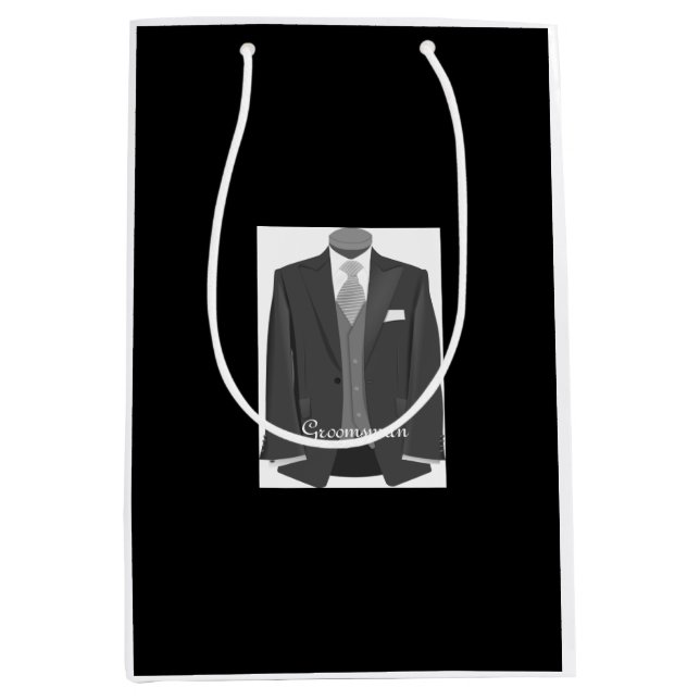 Bröllopsfest Tuxedo Groomsman Black Gift Bag (Framsidan)