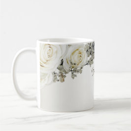 Bröllopsfest Vit Blommig Grönska Beige Modern Kaffemugg