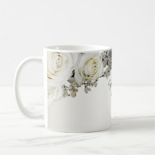 Bröllopsfest Vit Blommig Grönska Beige Modern Kaffemugg