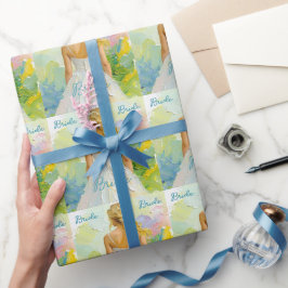 Bröllopsfest vit klänning på abstrakt bakgrund presentpapper