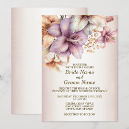Bröllopsfest Watercolor Boho Rosa Flowers Elegant Inbjudningar