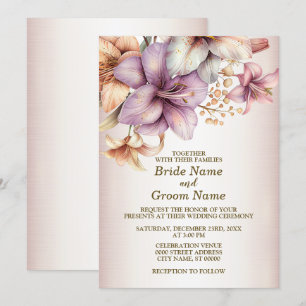 Bröllopsfest Watercolor Boho Rosa Flowers Elegant Inbjudningar