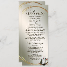 Bröllopsfest White Birds Cockatoo Grönt Löv Program