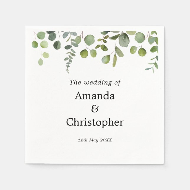 Bröllopsfesten Eucalyptus Greenery Pappersservett (Framsidan)