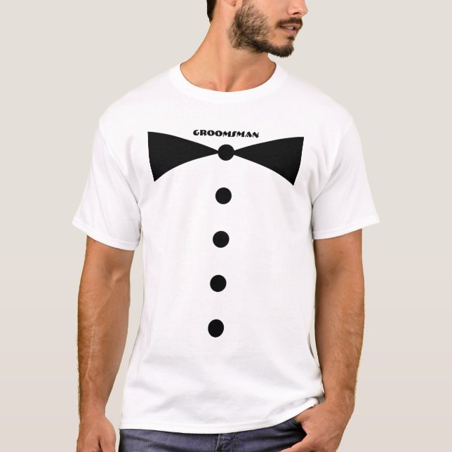 Bröllopsfesten GroomsMan BIG Bow Tie T Shirt (Framsida)