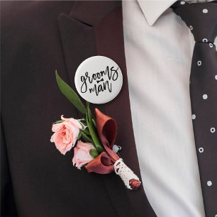 Bröllopsfesten Groomsman Black Push Script Bow Tie Knapp