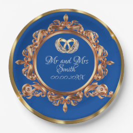 Bröllopsfesten guld och blå Personlig