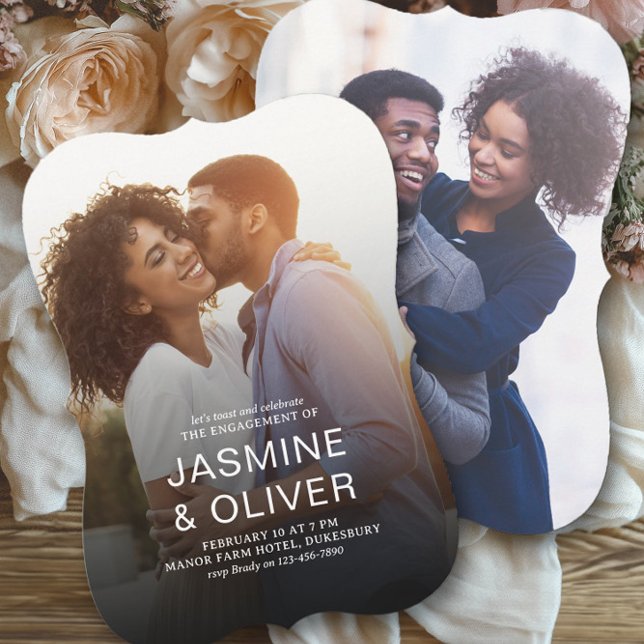 Bröllopsfesten Modern Fullt Bleed Förlovning Photo Inbjudningar (Engagement Photo Invitation from the Engagement Party Invitations collection by Darling & May)