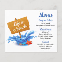 Bröllopsfesten Nautical Menu Blue Beach Ocean