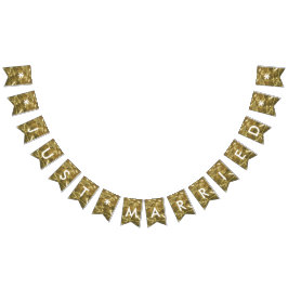 Bröllopsfesten ny gifta Guld Vita Glitter Vimplar