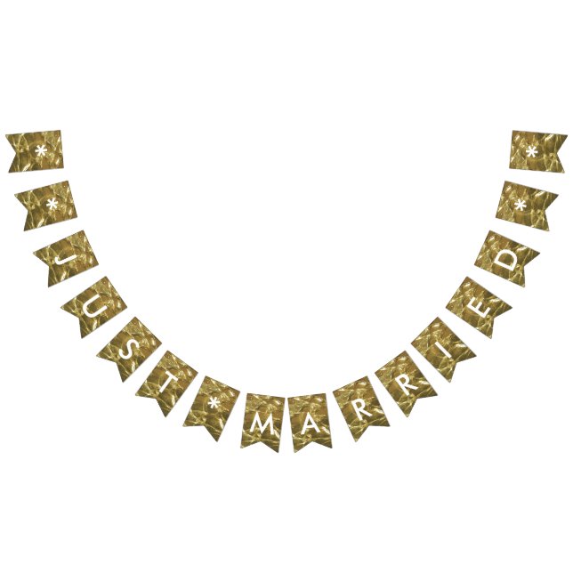 Bröllopsfesten ny gifta Guld Vita Glitter Vimplar (Alla)